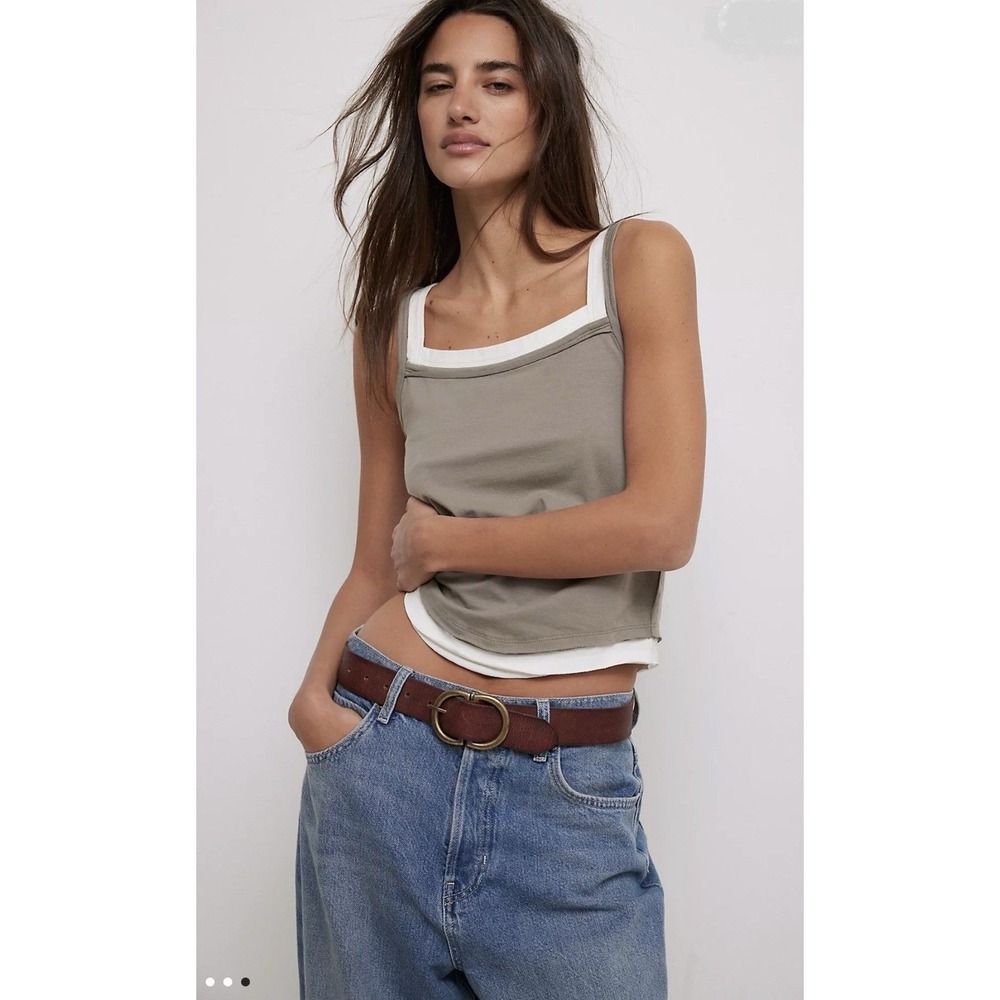 We The Free Free People Twofer Tank Top brown white size Small